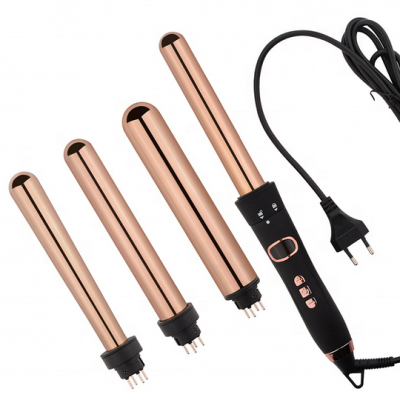 New Magic Professional Salon Hair Curler Interchangeable Private Label 6 in 1 Gold Curling Wand Set