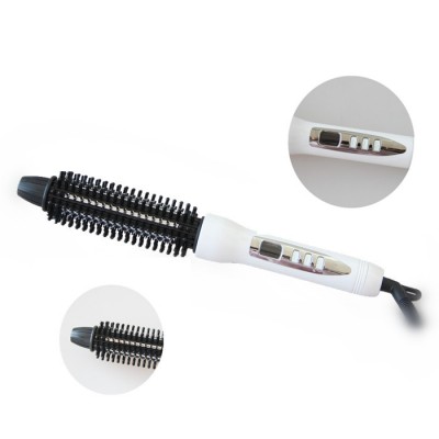 2017 new arrival of professional PTC heating LCD anion curling hair styling brush for wholesale