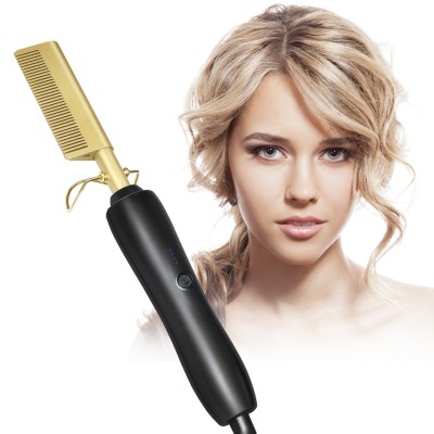 New Arrivals Ceramic Flat Iron Wholesale Heating Styling Comb Massager Straightener Electric Hair Brush Straightener